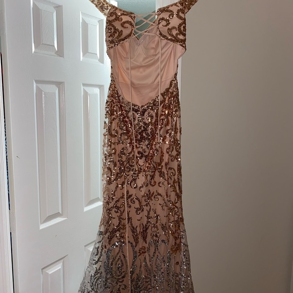 Custom rose gold and silver prom dress - Picture 3 of 4